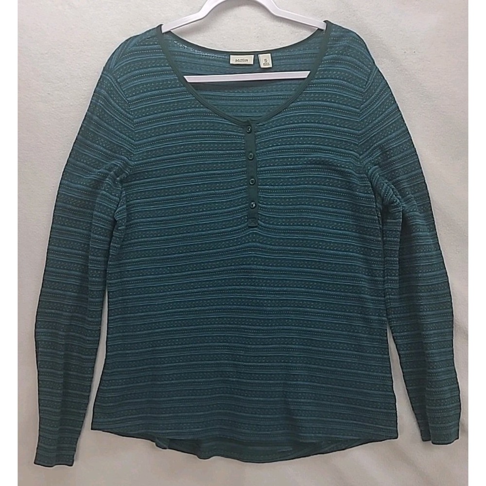 LL Bean‎ Womens XL Nordic Knit Henley Top Winter First Layer Ski Resort